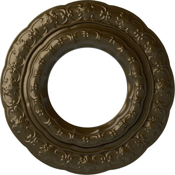 Ekena Millwork Lisbon Ceiling Medallion (Fits Canopies up to 7"), Hand-Painted Brass, 15 3/8"OD x 7"ID x 1"P CM15LIBRS - main